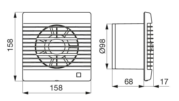 FUTURE 100 CZ IPX4 malý axiálny ventilátor